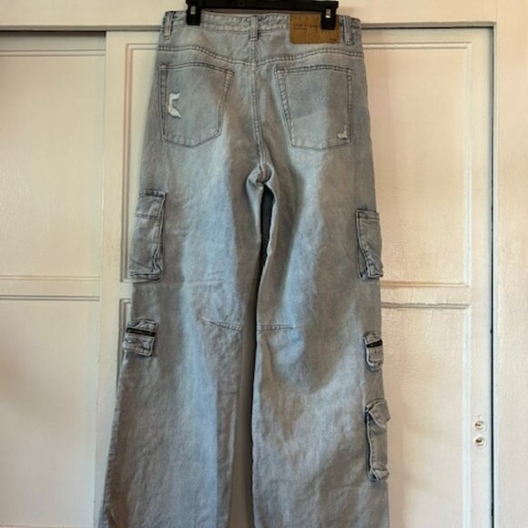 One Teaspoon Jeans Carpenter Utility Cargo Pants Women's 29 Baggy Wide Leg - Picture 3 of 11